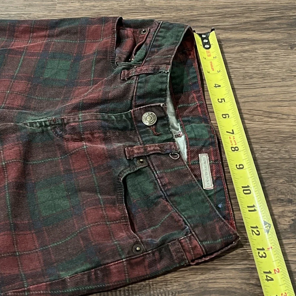 Ralph Lauren Red and Green Plaid Bowery Skinny Girls Jeans Size 14